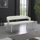  Color_Gold/ White -- Destiny White Vegan Leather Upholstered Bench IMAGE 2