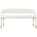  Color_Gold/ White -- Destiny White Vegan Leather Upholstered Bench IMAGE 4