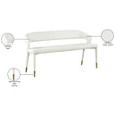  Color_Gold/ White -- Destiny White Vegan Leather Upholstered Bench IMAGE 8