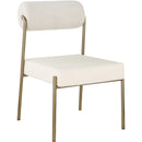  Color_Cream -- Carly Cream Boucle Fabric And Vegan Leather Upholstered Dining Chair IMAGE 1
