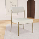 Color_Cream -- Carly Cream Boucle Fabric And Vegan Leather Upholstered Dining Chair IMAGE 2