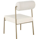  Color_Cream -- Carly Cream Boucle Fabric And Vegan Leather Upholstered Dining Chair IMAGE 3