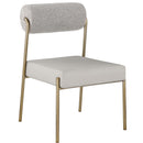  Color_Taupe -- Carly Taupe Boucle Fabric And Vegan Leather Upholstered Dining Chair IMAGE 1