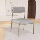  Color_Taupe -- Carly Taupe Boucle Fabric And Vegan Leather Upholstered Dining Chair IMAGE 2