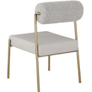  Color_Taupe -- Carly Taupe Boucle Fabric And Vegan Leather Upholstered Dining Chair IMAGE 3