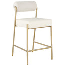  Color_Cream -- Carly Cream Boucle Fabric And Vegan Leather Upholstered Counter Stool IMAGE 1