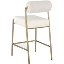  Color_Cream -- Carly Cream Boucle Fabric And Vegan Leather Upholstered Counter Stool IMAGE 3
