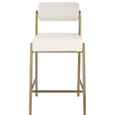  Color_Cream -- Carly Cream Boucle Fabric And Vegan Leather Upholstered Counter Stool IMAGE 4