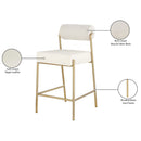  Color_Cream -- Carly Cream Boucle Fabric And Vegan Leather Upholstered Counter Stool IMAGE 8