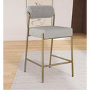  Color_Taupe -- Carly Taupe Boucle Fabric And Vegan Leather Upholstered Counter Stool IMAGE 2