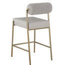  Color_Taupe -- Carly Taupe Boucle Fabric And Vegan Leather Upholstered Counter Stool IMAGE 3