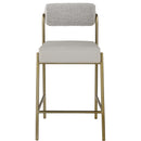  Color_Taupe -- Carly Taupe Boucle Fabric And Vegan Leather Upholstered Counter Stool IMAGE 4