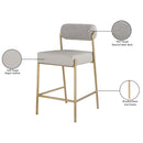  Color_Taupe -- Carly Taupe Boucle Fabric And Vegan Leather Upholstered Counter Stool IMAGE 8