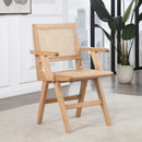  Color_Natural -- Preston Natural Solid Wood And Natural Cane Dining Arm Chair IMAGE 2