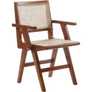  Color_Walnut -- Preston Walnut Solid Wood And Natural Cane Dining Arm Chair IMAGE 1