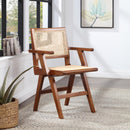 Color_Walnut -- Preston Walnut Solid Wood And Natural Cane Dining Arm Chair IMAGE 2