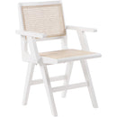  Color_White -- Preston White Solid Wood And Natural Cane Dining Arm Chair IMAGE 1