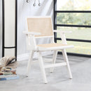  Color_White -- Preston White Solid Wood And Natural Cane Dining Arm Chair IMAGE 2