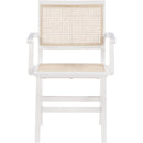 Color_White -- Preston White Solid Wood And Natural Cane Dining Arm Chair IMAGE 4