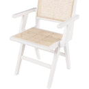  Color_White -- Preston White Solid Wood And Natural Cane Dining Arm Chair IMAGE 6