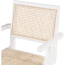  Color_White -- Preston White Solid Wood And Natural Cane Dining Arm Chair IMAGE 7