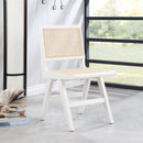  Color_White -- Preston White Solid Wood And Natural Cane Dining Side Chair IMAGE 2