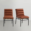  Color_Cognac -- Burke Cognac Vegan Leather Upholstered Dining Chair IMAGE 2