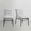  Color_Black/ Cream -- Burke Cream Boucle Fabric Upholstered Dining Chair IMAGE 6