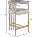  Color_Grey -- Marcello Grey Velvet Upholstered Counter Stool IMAGE 7