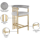 Meridian Marcello Grey Velvet Counter Stool IMAGE 8