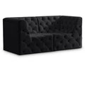 Meridian Tuft Black Velvet Modular Sofa IMAGE 1