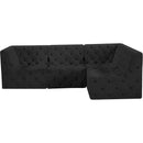 Meridian Tuft Black Velvet Modular Sectional IMAGE 7