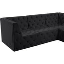 Meridian Tuft Black Velvet Modular Sectional IMAGE 6