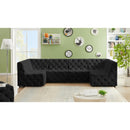 Meridian Tuft Black Velvet Modular Sectional IMAGE 2