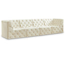 Meridian Tuft Cream Velvet Modular Sofa IMAGE 1