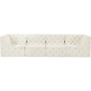  Manufacturer Color_Cream -- Tuft 128" Cream Velvet Upholstered 4 pc Modular Sofa IMAGE 5