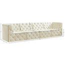  Manufacturer Color_Cream -- Tuft 128" Cream Velvet Upholstered 4 pc Modular Sofa IMAGE 9