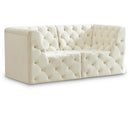  Manufacturer Color_Cream -- Tuft 70" Cream Velvet Upholstered 2 pc Modular Loveseat IMAGE 1