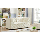  Manufacturer Color_Cream -- Tuft 70" Cream Velvet Upholstered 2 pc Modular Loveseat IMAGE 2