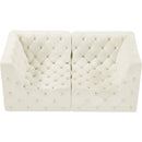  Manufacturer Color_Cream -- Tuft 70" Cream Velvet Upholstered 2 pc Modular Loveseat IMAGE 4