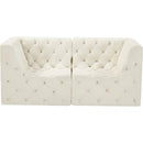  Manufacturer Color_Cream -- Tuft 70" Cream Velvet Upholstered 2 pc Modular Loveseat IMAGE 5