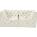 Meridian Tuft Cream Velvet Modular Sofa IMAGE 5