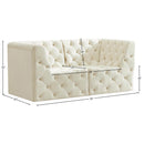  Manufacturer Color_Cream -- Tuft 70" Cream Velvet Upholstered 2 pc Modular Loveseat IMAGE 8