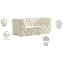  Manufacturer Color_Cream -- Tuft 70" Cream Velvet Upholstered 2 pc Modular Loveseat IMAGE 9