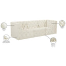  Manufacturer Color_Cream -- Tuft 99" Cream Velvet Upholstered 3 pc Modular Sofa IMAGE 10