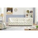  Manufacturer Color_Cream -- Tuft 99" Cream Velvet Upholstered 3 pc Modular Sofa IMAGE 2