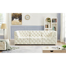 Meridian Tuft Cream Velvet Modular Sofa IMAGE 2