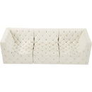  Manufacturer Color_Cream -- Tuft 99" Cream Velvet Upholstered 3 pc Modular Sofa IMAGE 5