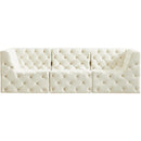  Manufacturer Color_Cream -- Tuft 99" Cream Velvet Upholstered 3 pc Modular Sofa IMAGE 6
