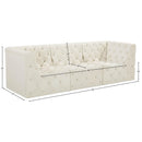  Manufacturer Color_Cream -- Tuft 99" Cream Velvet Upholstered 3 pc Modular Sofa IMAGE 9